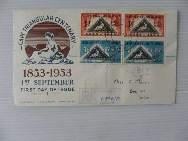 Union (1953) -  Centenary of Cape Triangle Illustrated FDC