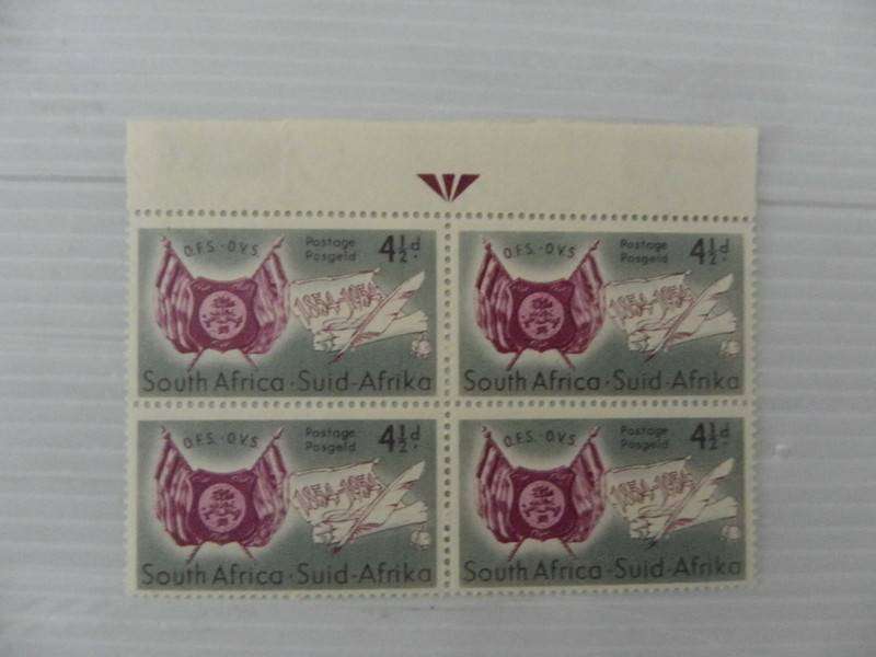Union (1954) - Centenary of Orange Free State 4 1/2 d Arrow Mint Block