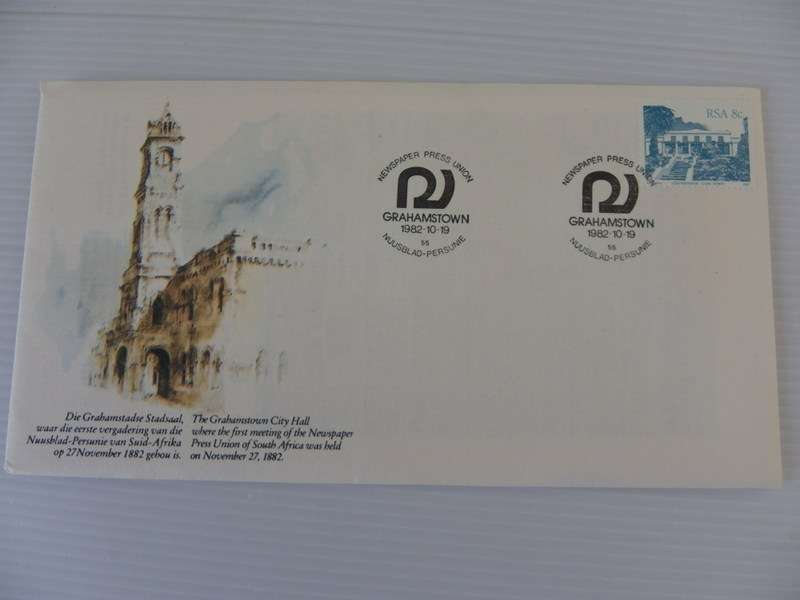RSA (1982) - Grahamstown City Hall where 1st Newspaper Meeting was held FDC with Date Card