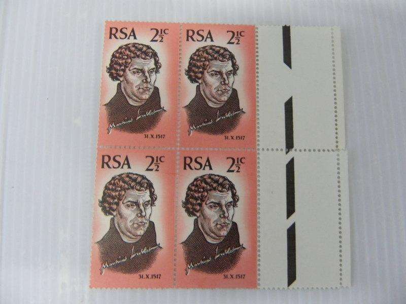 RSA 1.06 (1967) - 450th Anniversary of Reformation 2 1/2 c Mint Marginal Block