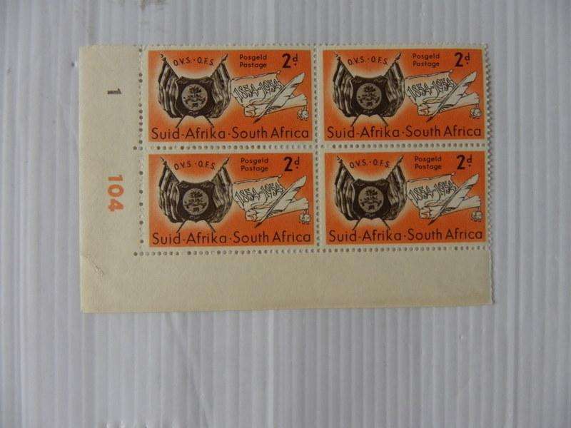 Union (1954) - Centenary of Orange Free State 2 d Mint Control Block