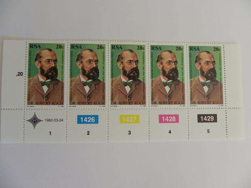 RSA 3.35 (1982) - Centenary of the Discovery of TB Mint Control Block