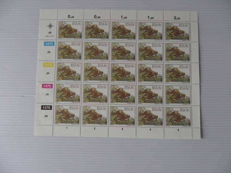 RSA 4.02 (1982) - Prehistoric Animals 8c Mint Full Sheet