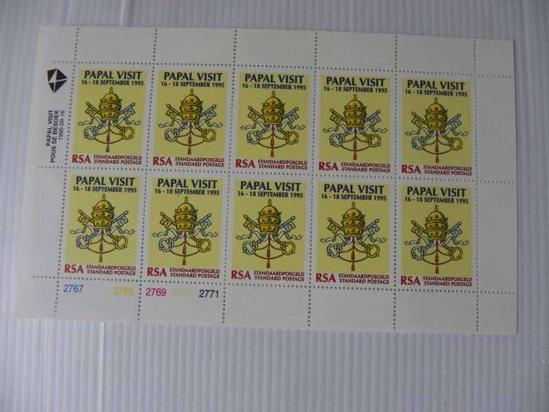 RSA 6.14a (1995) - Papal Visit Full Sheet in Mint