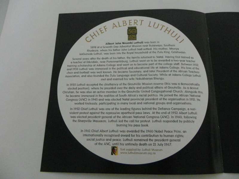 RSA 8.25a (2011) - Chief Albert Luthuli SAPO Issued Souvenir Pack