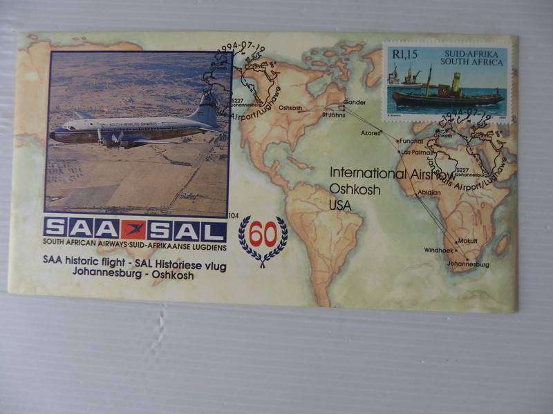 SAA 104 (1994) - Historic Flight between JHB and Oshkosh Illustrated FDC