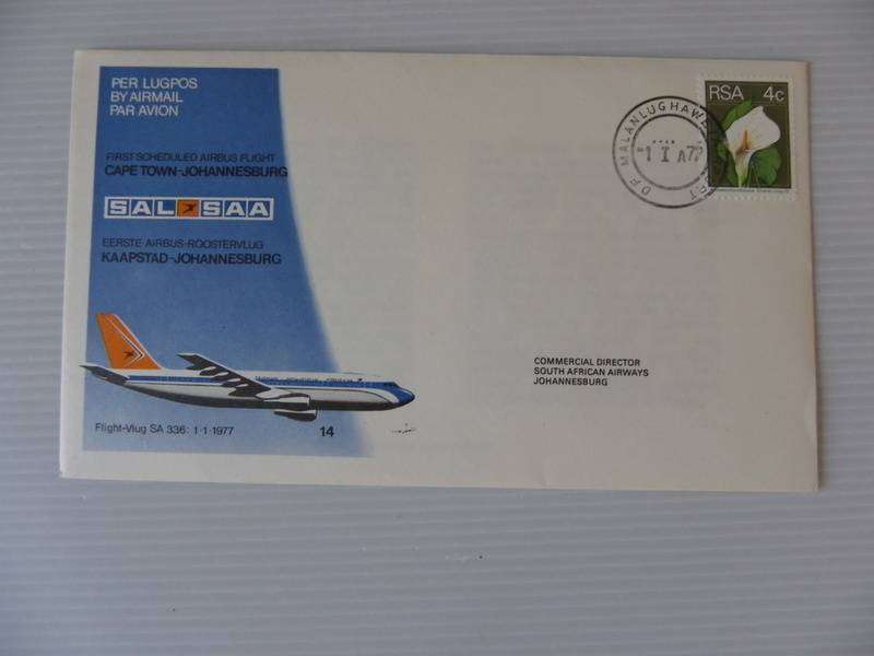 SAA #14 (1977) - 1st Airbus Flight Cape Town to JHB Illustrated FDC