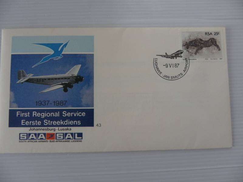 SAA #43 (1987) - 1st Regional Service JHB to Lusaka Illustrated FDC