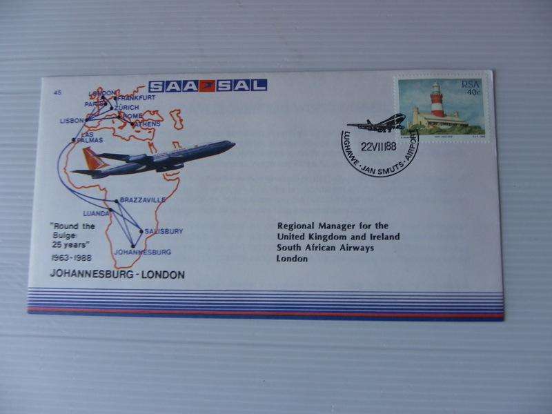 SAA #45 (1988) - RSA to London "Round the Bulge" Illustrated FDC