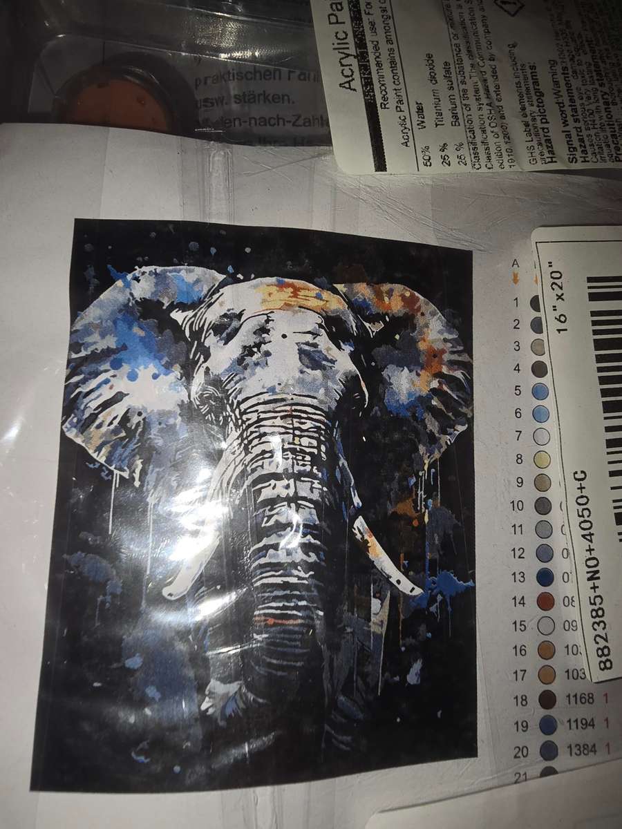 Paint By Numbers - Canvas, Paint - Elephant