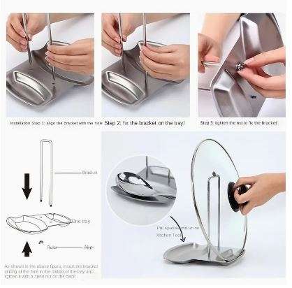 Stainless Steel Pot Cover & Spoon Rack