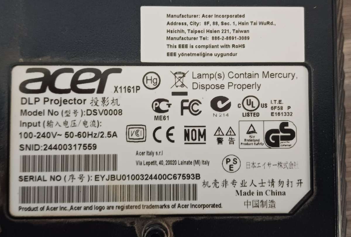 Acer DLP Projector X1161P