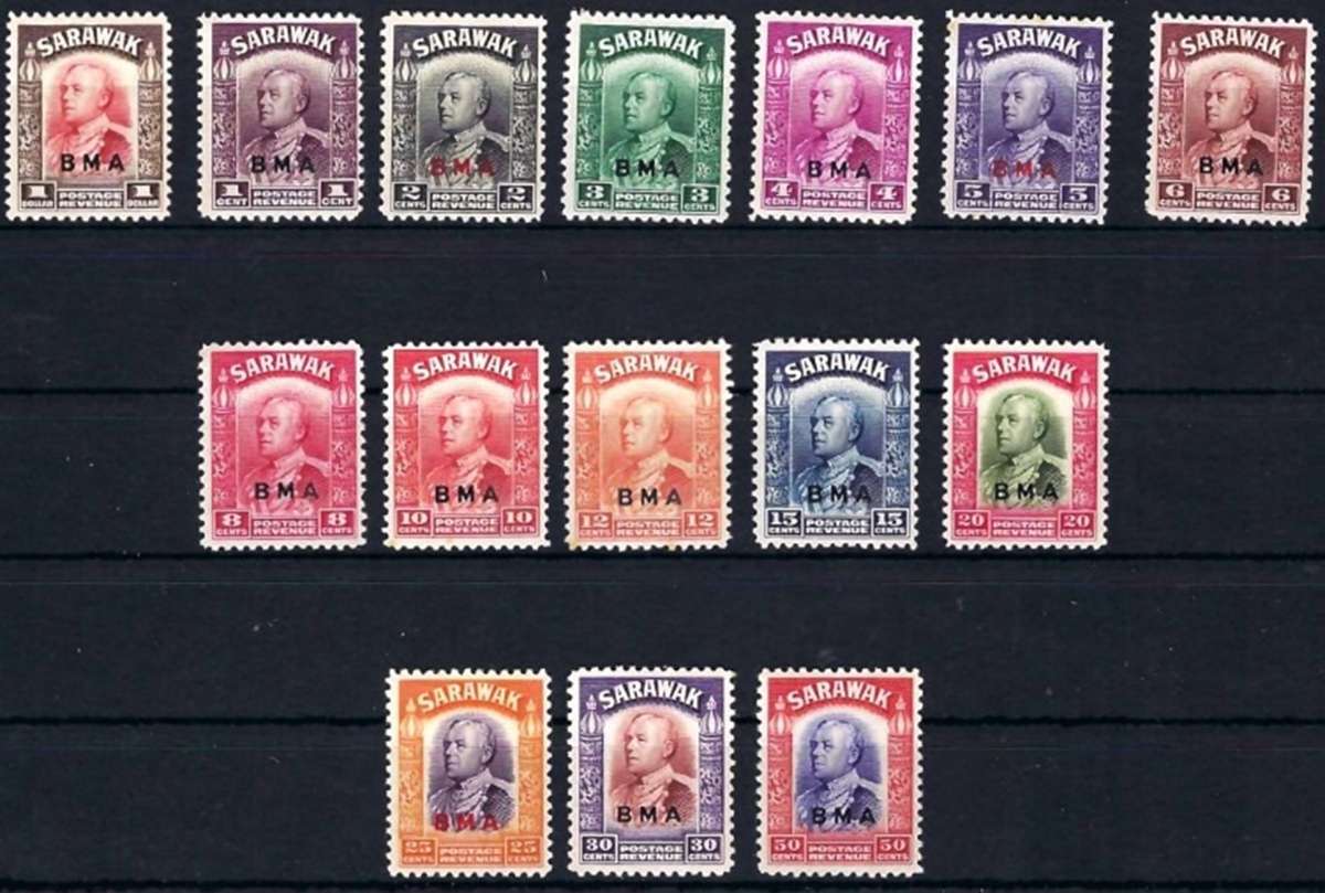 SARAWAK - 1945 - BRITISH MILITARY ADMIN SET - LMM - SG 126-139 - CV  R 2,620.00 - VIEW BELOW