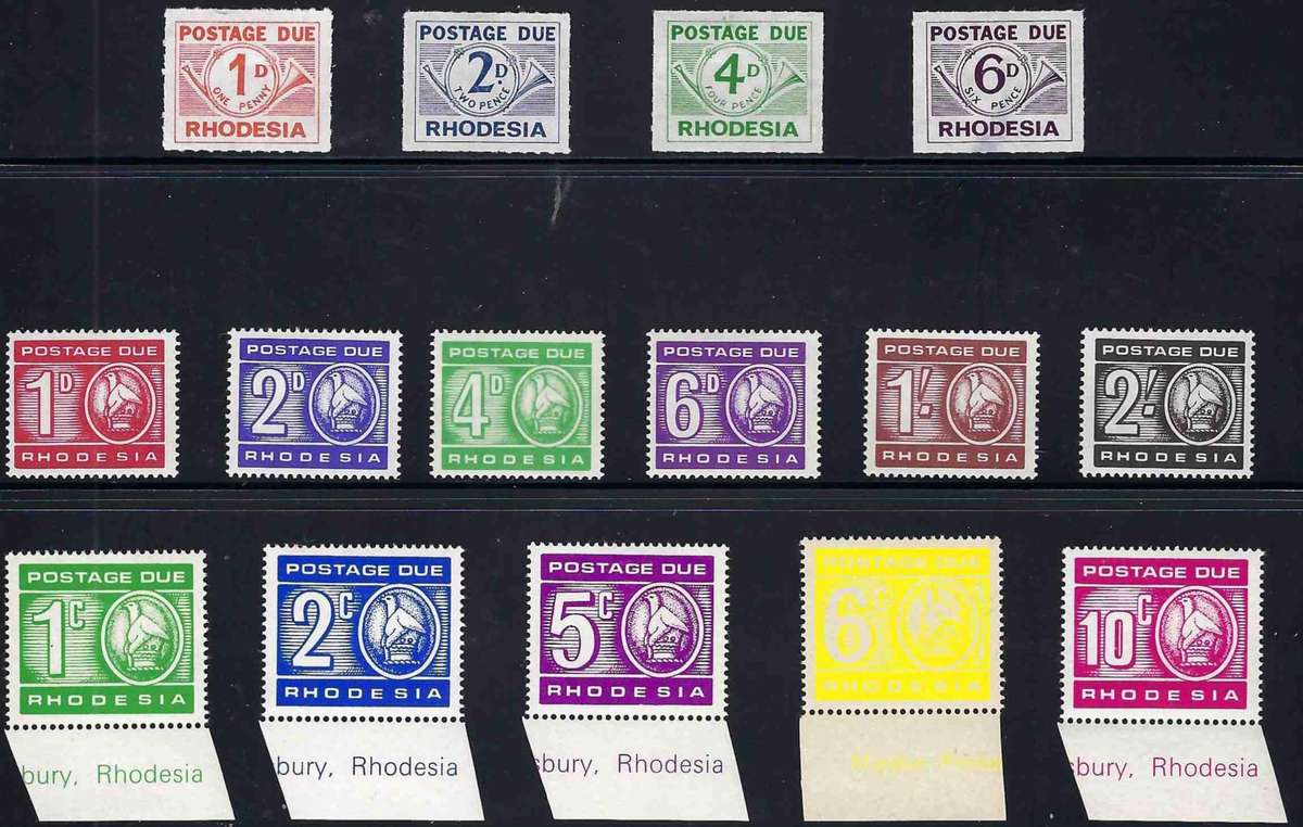 RHODESIA - POSTAGE DUE SETS - SG D8 - D22 - CV  R 340.00