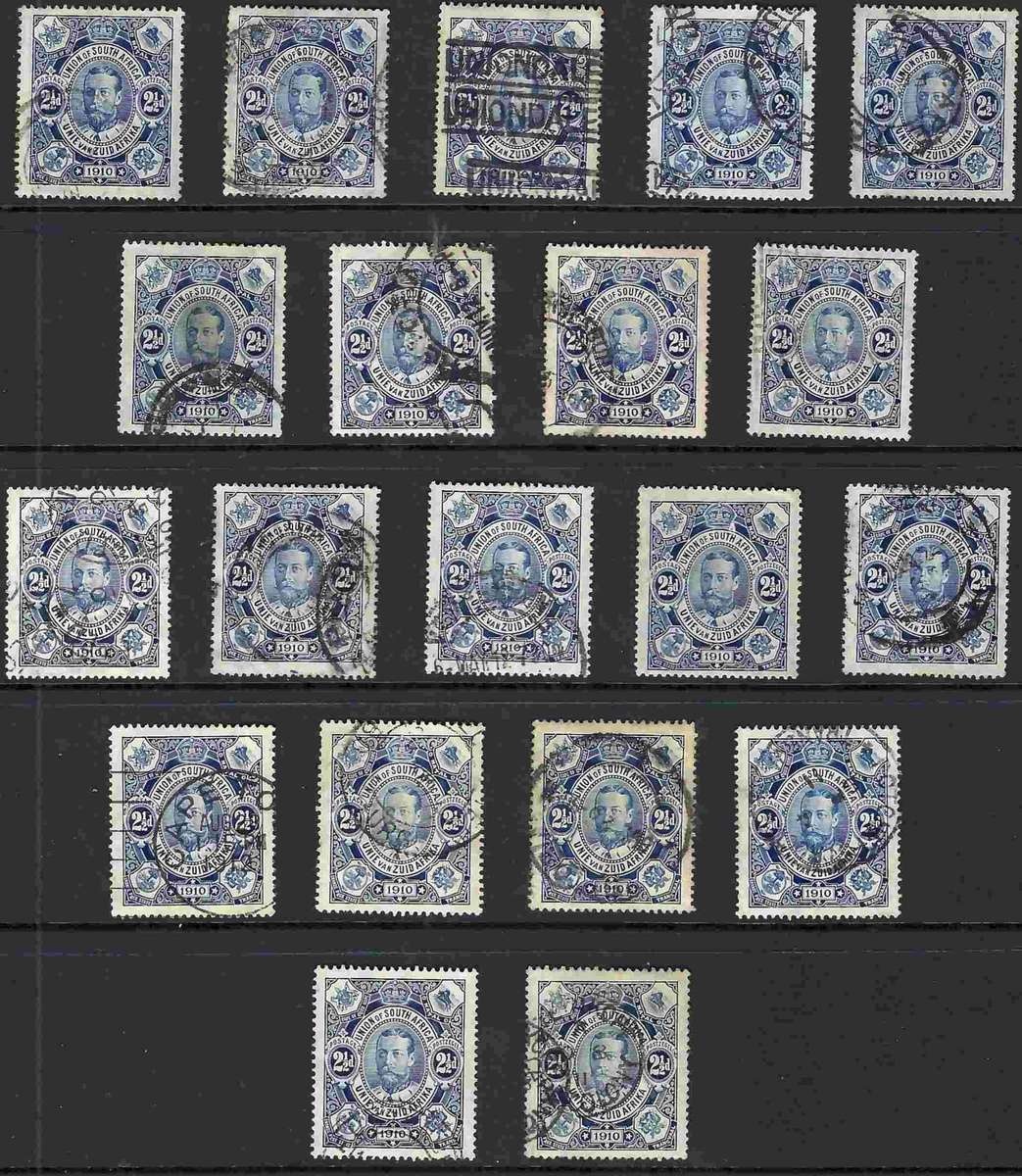 SA UNION - 1910 - FIRST STAMP - FINE USED GROUP - SACC 1 & 1a