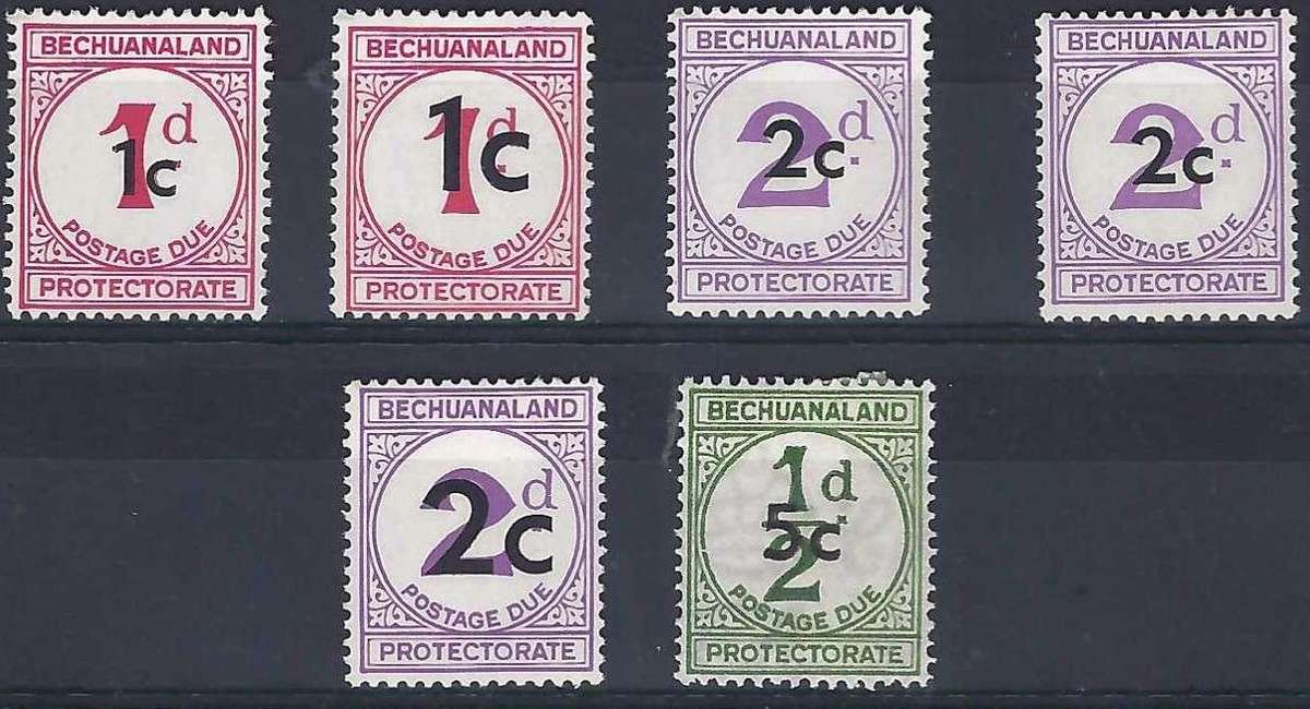 BECHUANALAND - 1961 - POSTAGE DUE SETS - MOUNTED MINT - SACC 7 - 11 - VIEW BELOW