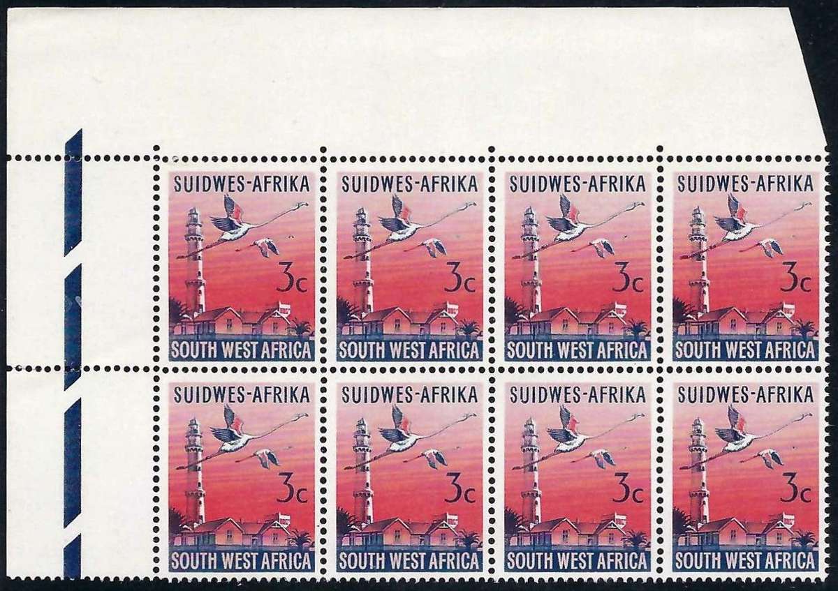 SWA - 1966 - "RSA, TETE-BECHE WMK ON SWISS PAPER - CNR BLOCK OF 8 - SG 207 CV R 1,620.00