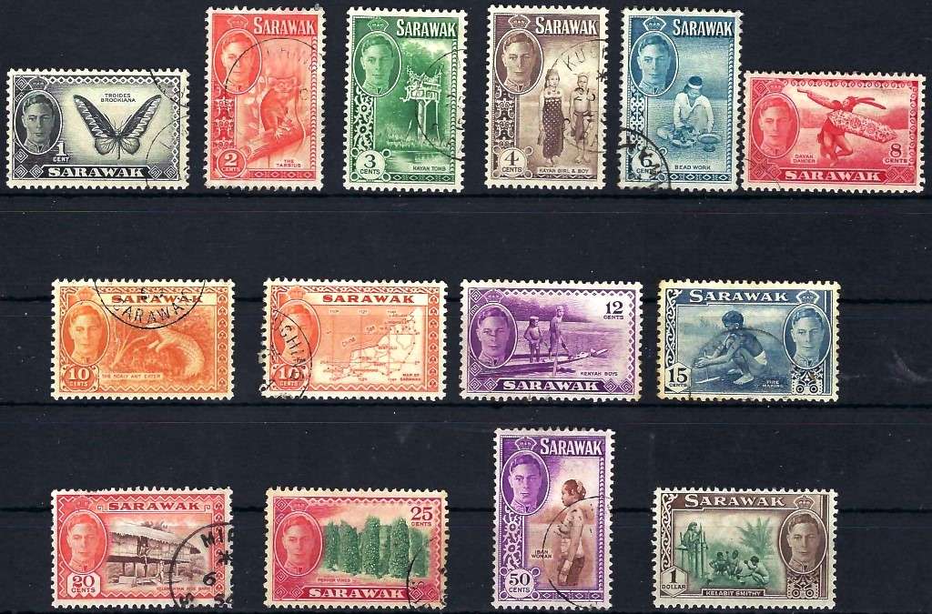 SARAWAK - 1950 - KGVI - SET TO $1 - SG 171-183, 186 - CV - R 920.00 - VIEW BELOW