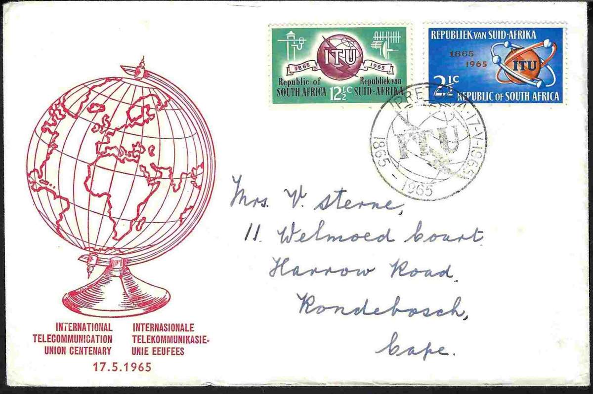 RSA - I.T.U. CENTENARY - 17th May 1965 - FIRST DAY COVER