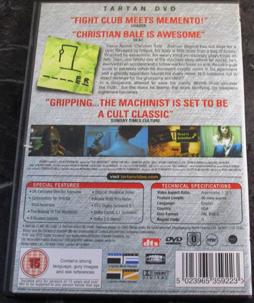 The Machinist DVD Christian Bale  [BBOX 2] Region 2