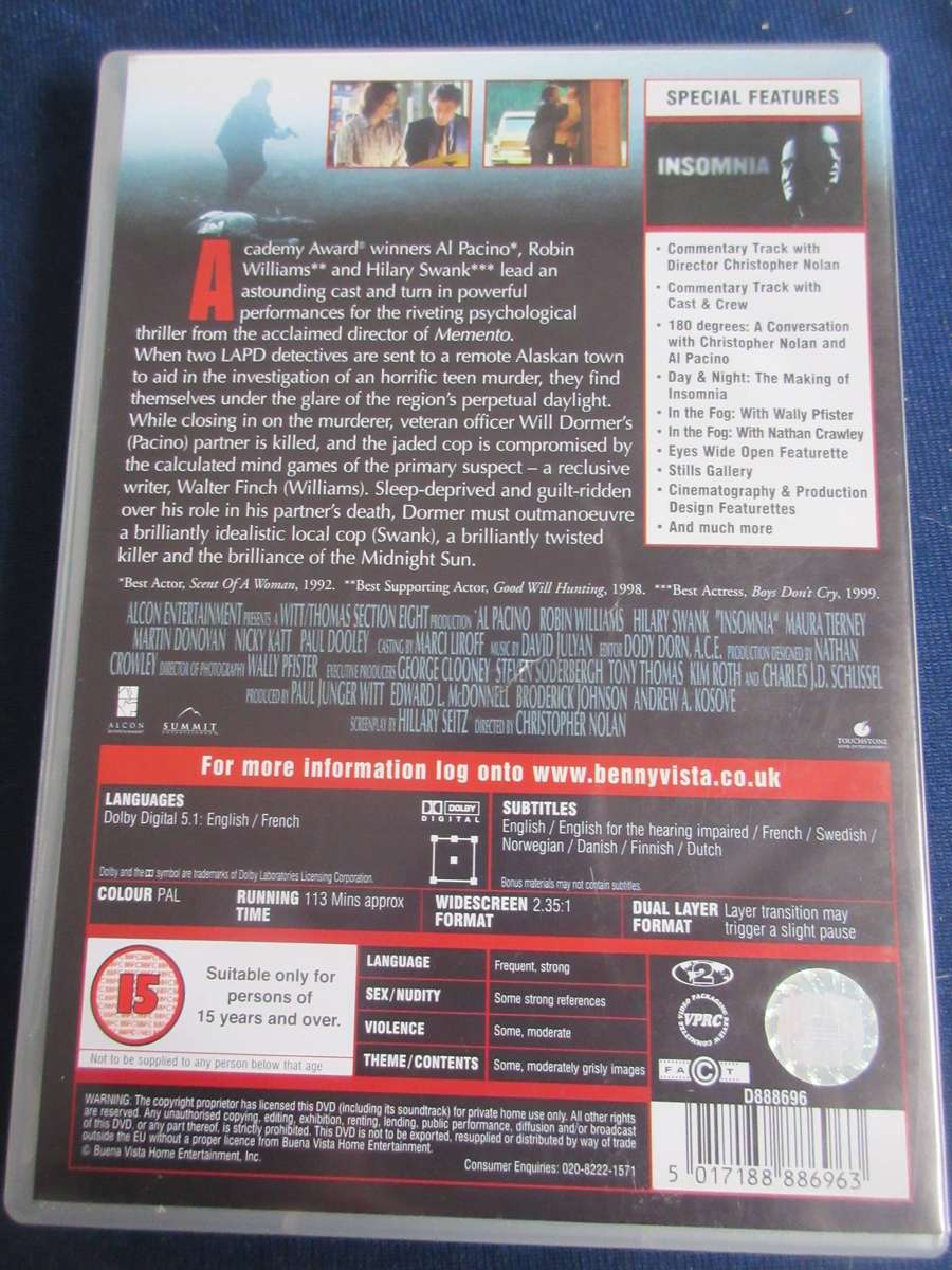 Insomnia DVD Al Pacino [BBOX 2] Region 2