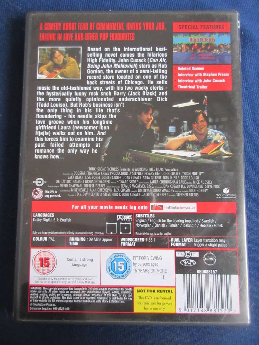 High Fidelity DVD John Cusack [BBOX 13] Region 2