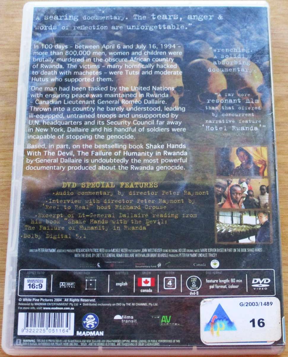 SHAKE HANDS WITH THE DEVIL The Journey of Romeo Dallaire DVD [BBOX 7] Region 4