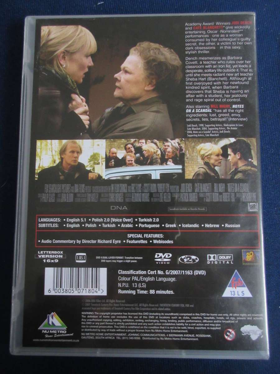 Notes On A Scandal DVD Cate Blanchett Judi Dench Bill Nighy [BBOX 13] Region 2
