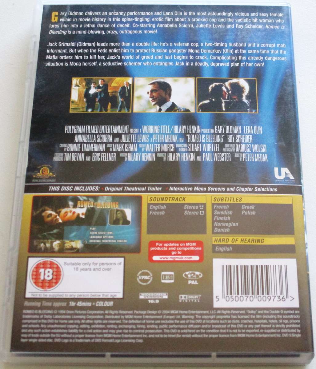 ROMEO IS BLEEDING Juliette Lewis DVD [BBOX 9]