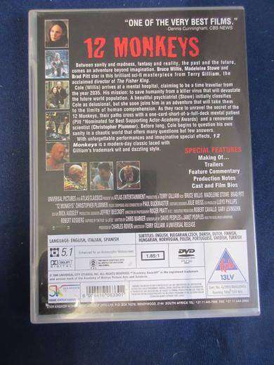12 MONKEYS DVD Bruce Willis Brad Pitt [BBOX 15] Region 2