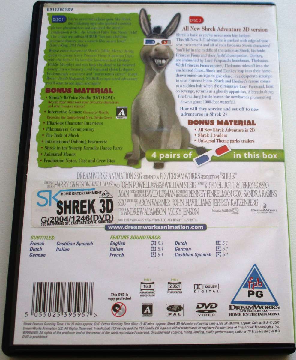SHREK 3-D with glasses DVD [BBOX 8]