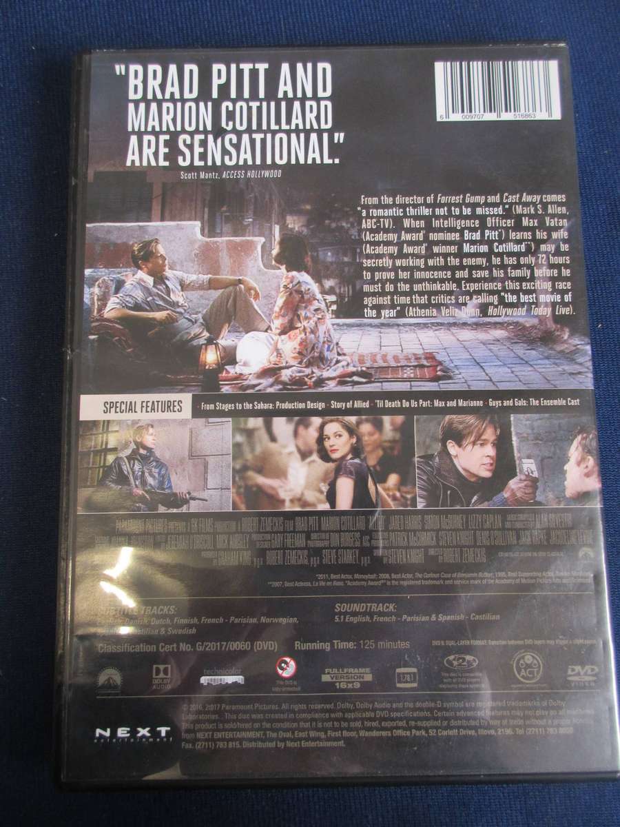 Allied DVD Brad Pitt Marion Colillard [BBOX 7] Region 2
