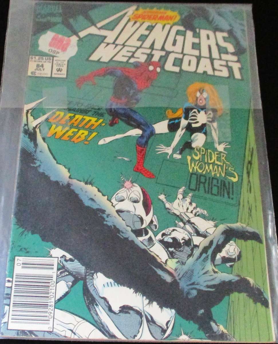 MARVEL Comics AVENGERS WEST COAST + SPIDER-MAN Death Web #84 July Feb 1992 [Box 2]