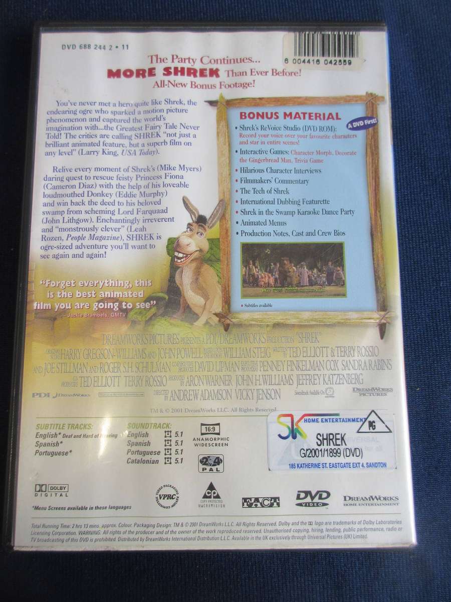 Shrek DVD Myers Murphy Diaz  [BBOX 8] Region 2