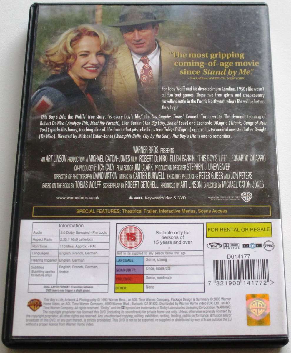 THIS BOY'S LIFE Robert De Niro Ellen Barkin DiCaprio DVD [BBOX 14]