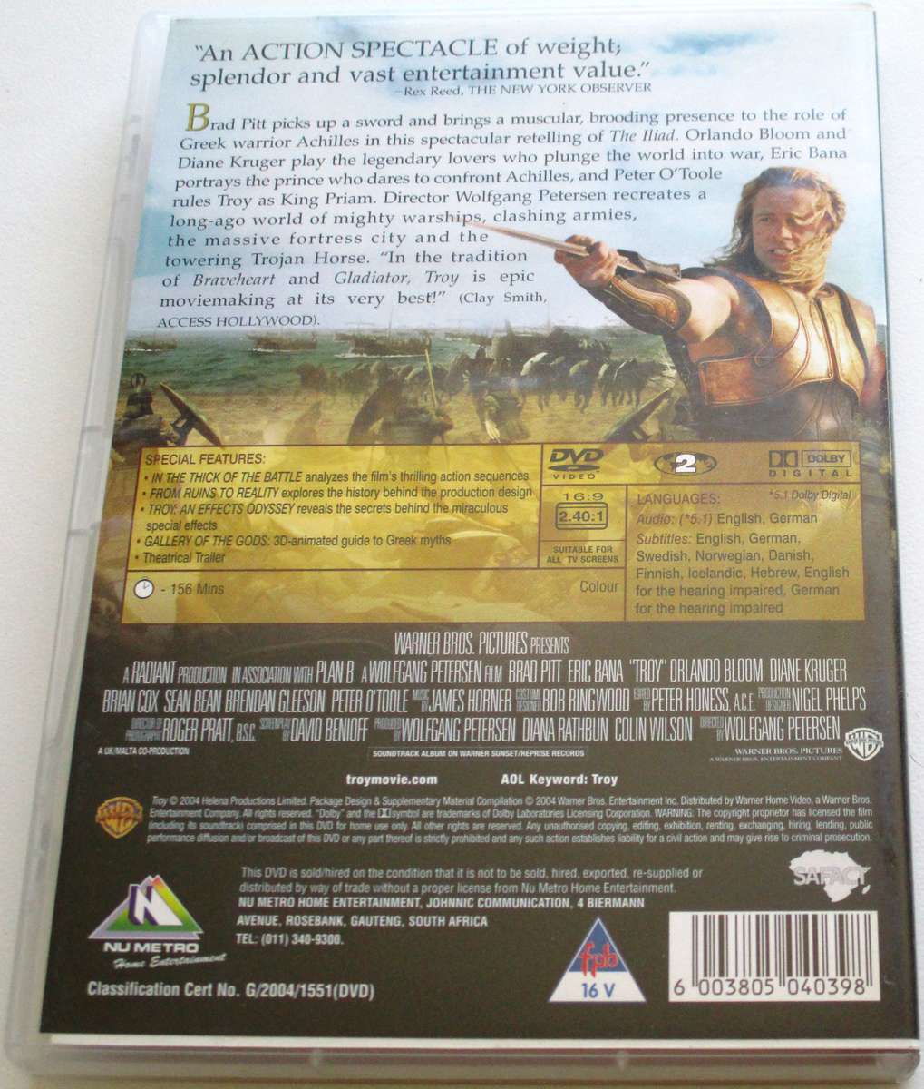 TROY 2 Disc Edition Brad Pitt Orlando Bloom DVD [BBOX 14]
