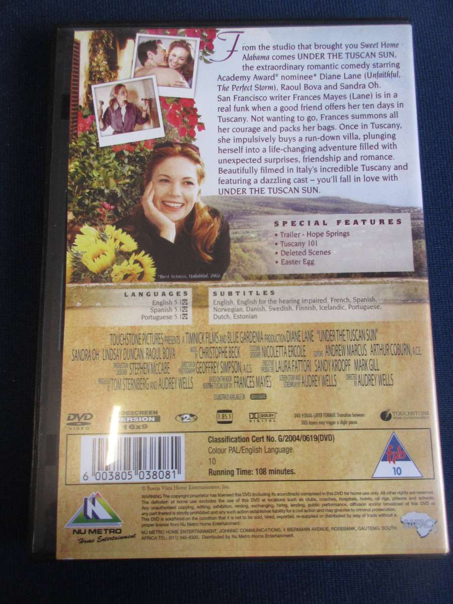 Under The Tuscan Sun DVD Diane Lane [BBox 2] REGION 2