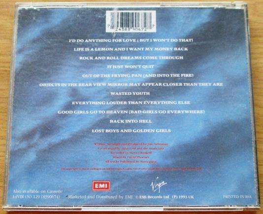 MEAT LOAF Bat out of Hell II CD [Gx10]