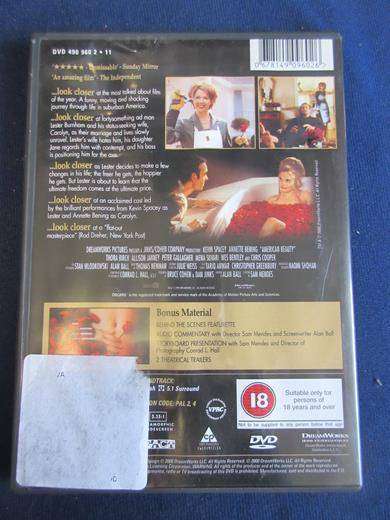 AMERICAN BEAUTY DVD [SHELF D1] Region 2