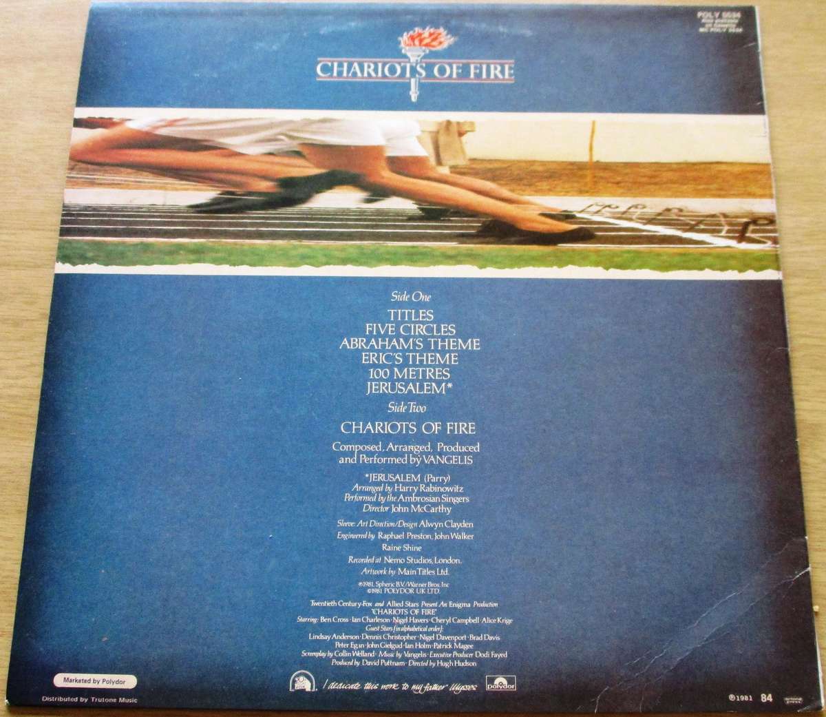 VANGELIS CHARIOTS OF FIRE OS.T. LP VINYL RECORD