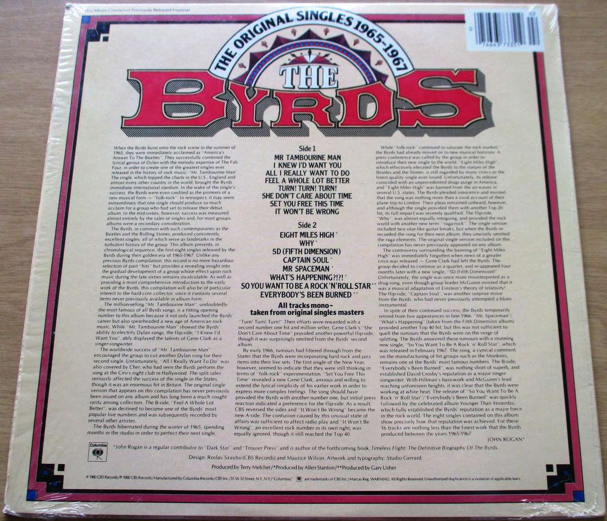 THE BYRDS The Original Singles 1965-1967 Volume 1 LP VINYL RECORD