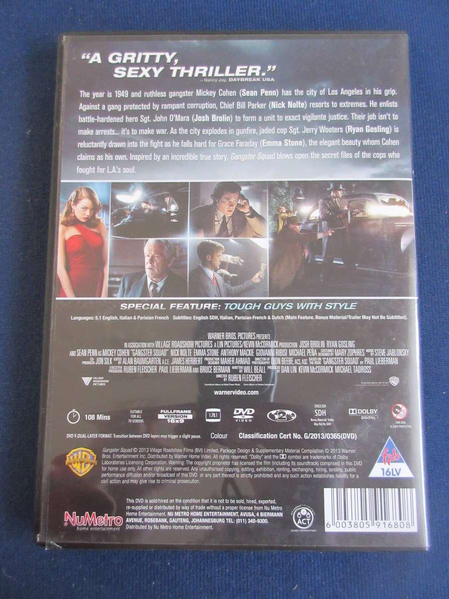 Gangster Squad DVD Brolin Gosling Nolte Stone Penn Cohen [BBOX 3] Region 2