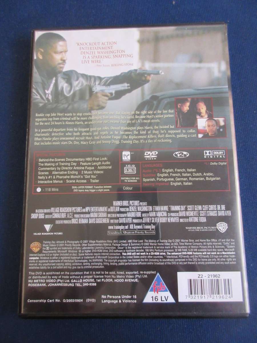 Training Day DVD Denzel Washington Ethan Hawke [BBOX 1] Region 2