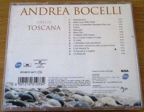 ANDREA BOCELLI Toscana CD [Shelf Z x 1]