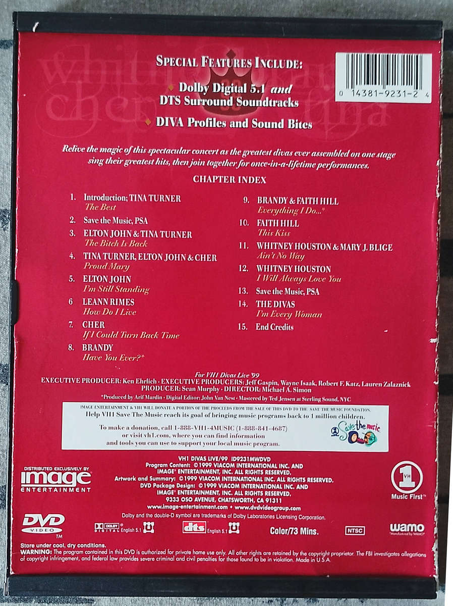DIVAS Whitney Cher Tina Brandy  DVD