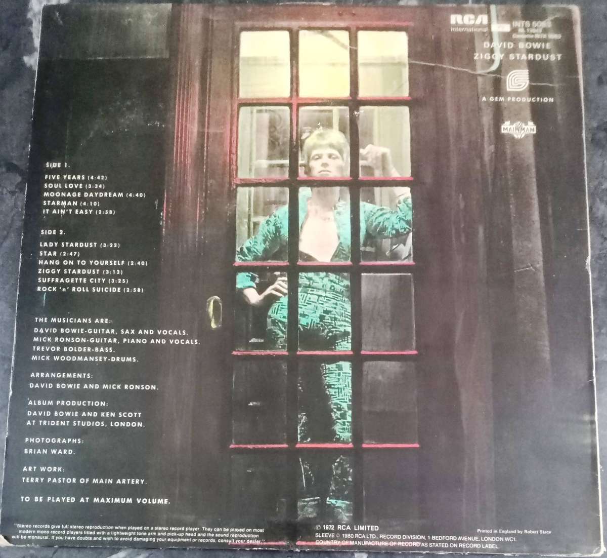 DAVID BOWIE The Rise and Fall of Ziggy Stardust and the Spiders From Mars LP VINYL Record