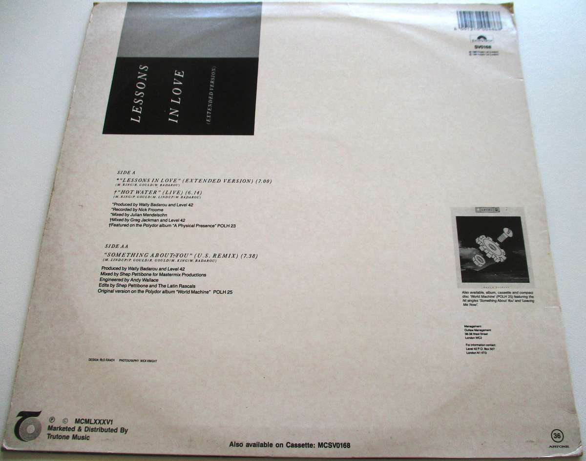 LEVEL 42 Lessons in Love / Something About You 12" Maxi Single VINYL Record
