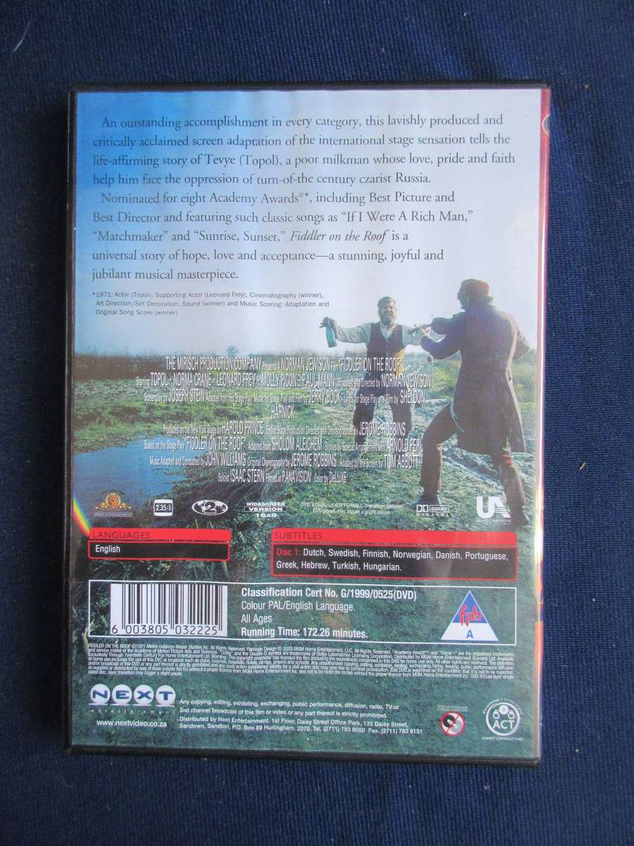 Fiddler On The Roof DVD  [BBox 3] REGION 2