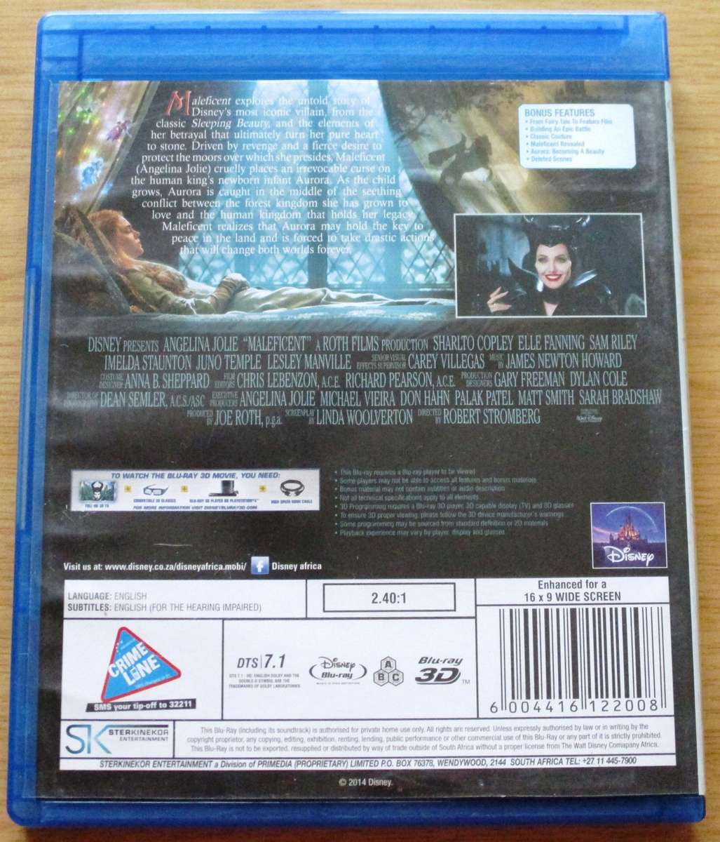 MALEFICENT Angelina Jolie BLU RAY + BLU RAY 3D [BLU RAY SHELF]