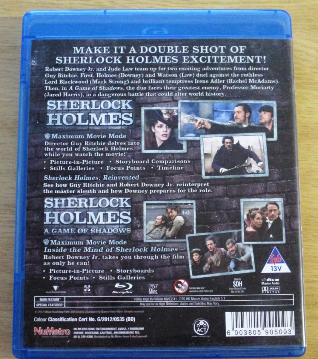 SHERLOCK HOLMES + A GAME OF SHADOWS 2xBLU RAY [BLU RAY SHELF]